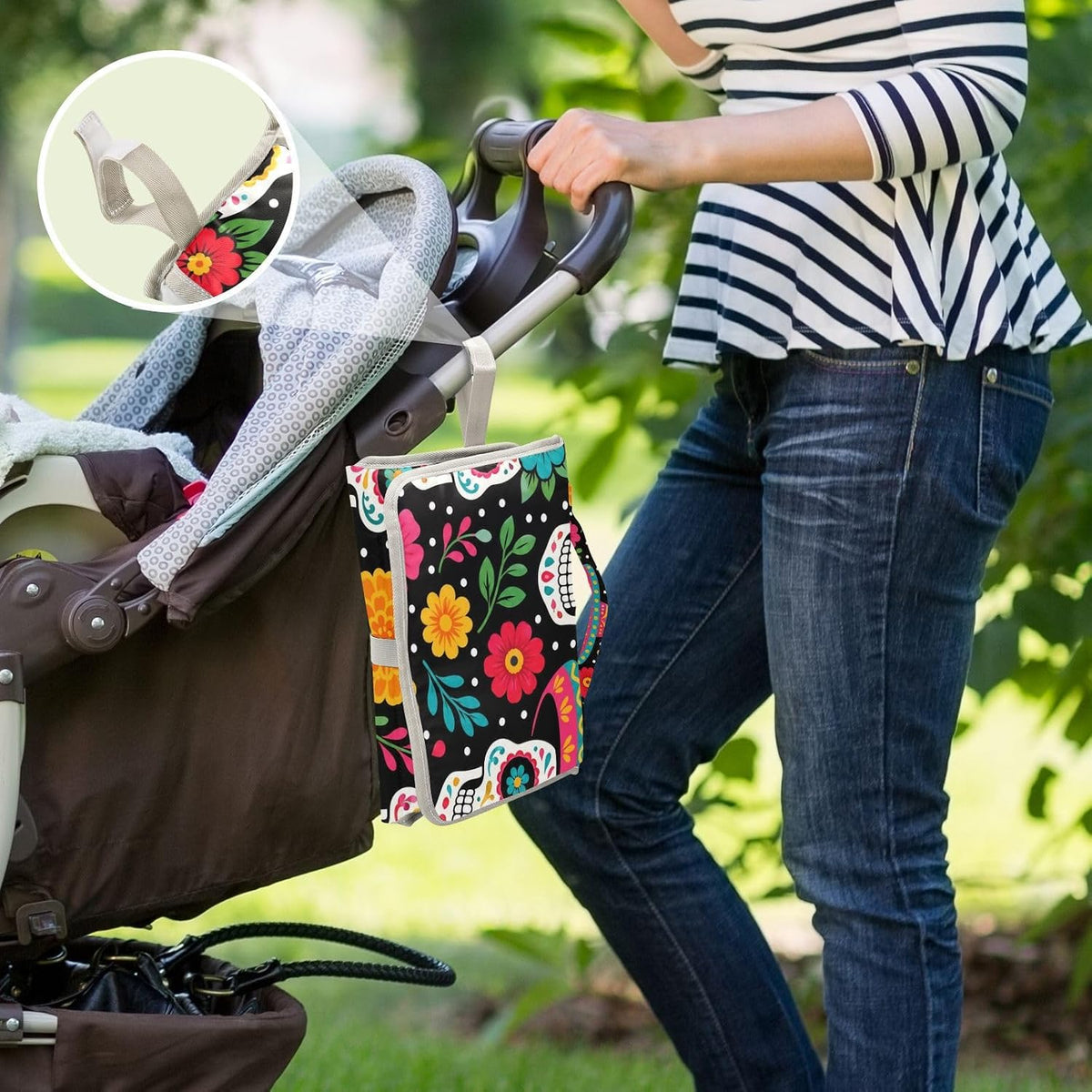 Sugar Skull Pattern Portable Diaper Changing Pad Pram