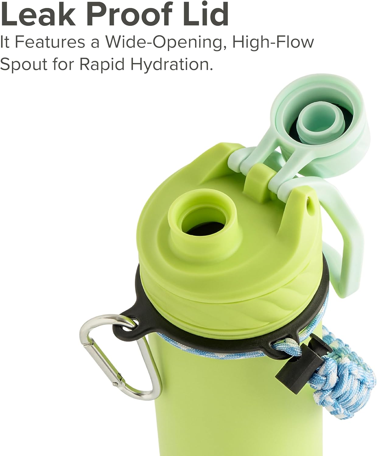 Zenith Chugger 40 oz Stainless Steel Bottle with Carabiner, Compass, Signal Whistle, and Fire Starter - Rain Powder Coat