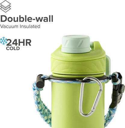 Zenith Chugger 40 oz Stainless Steel Bottle with Carabiner, Compass, Signal Whistle, and Fire Starter - Rain Powder Coat