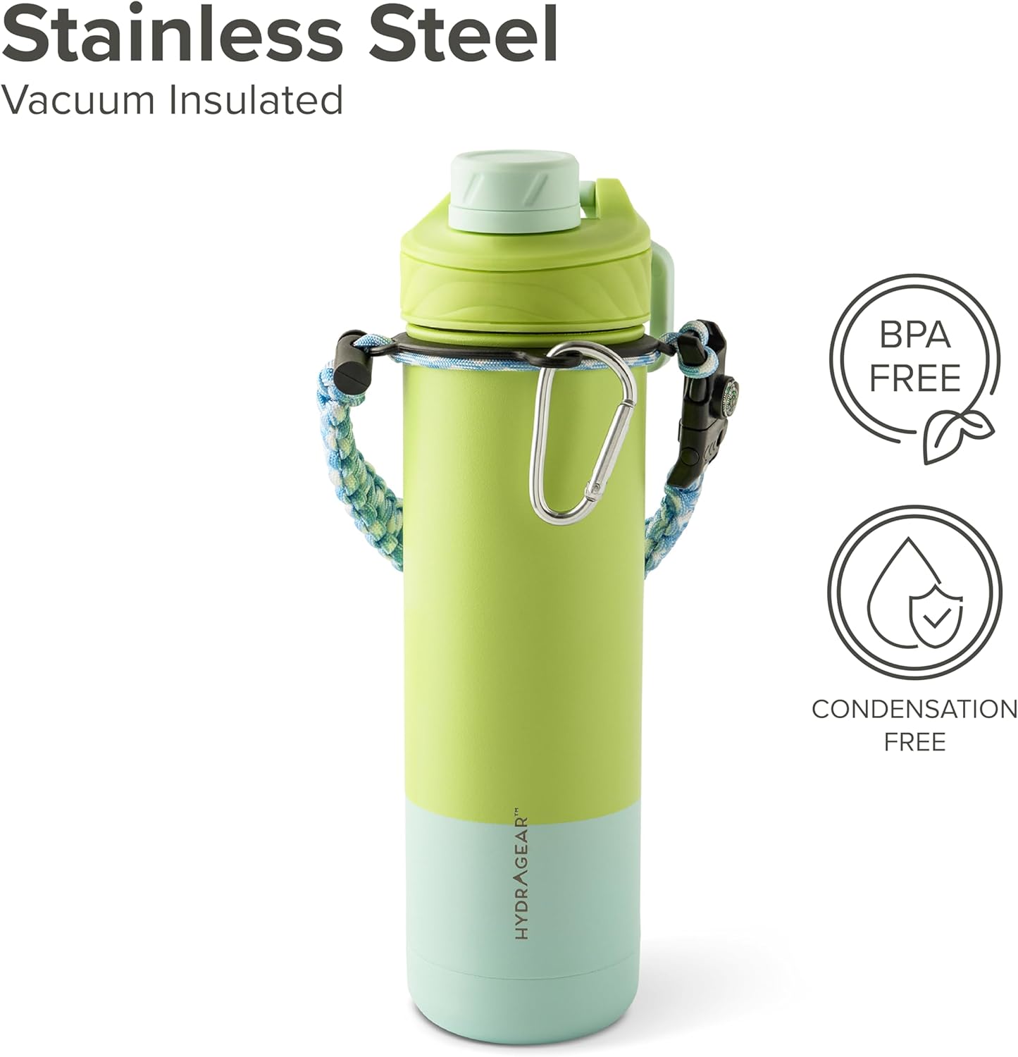 Zenith Chugger 40 oz Stainless Steel Bottle with Carabiner, Compass, Signal Whistle, and Fire Starter - Rain Powder Coat