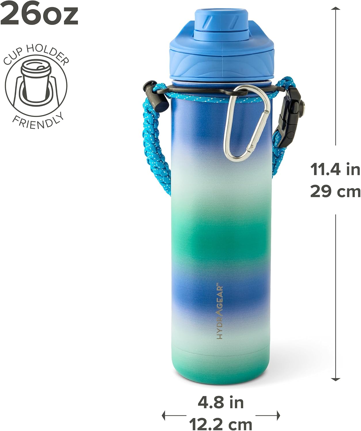 Zenith Chugger 40 oz Stainless Steel Bottle with Carabiner, Compass, Signal Whistle, and Fire Starter - Rain Powder Coat