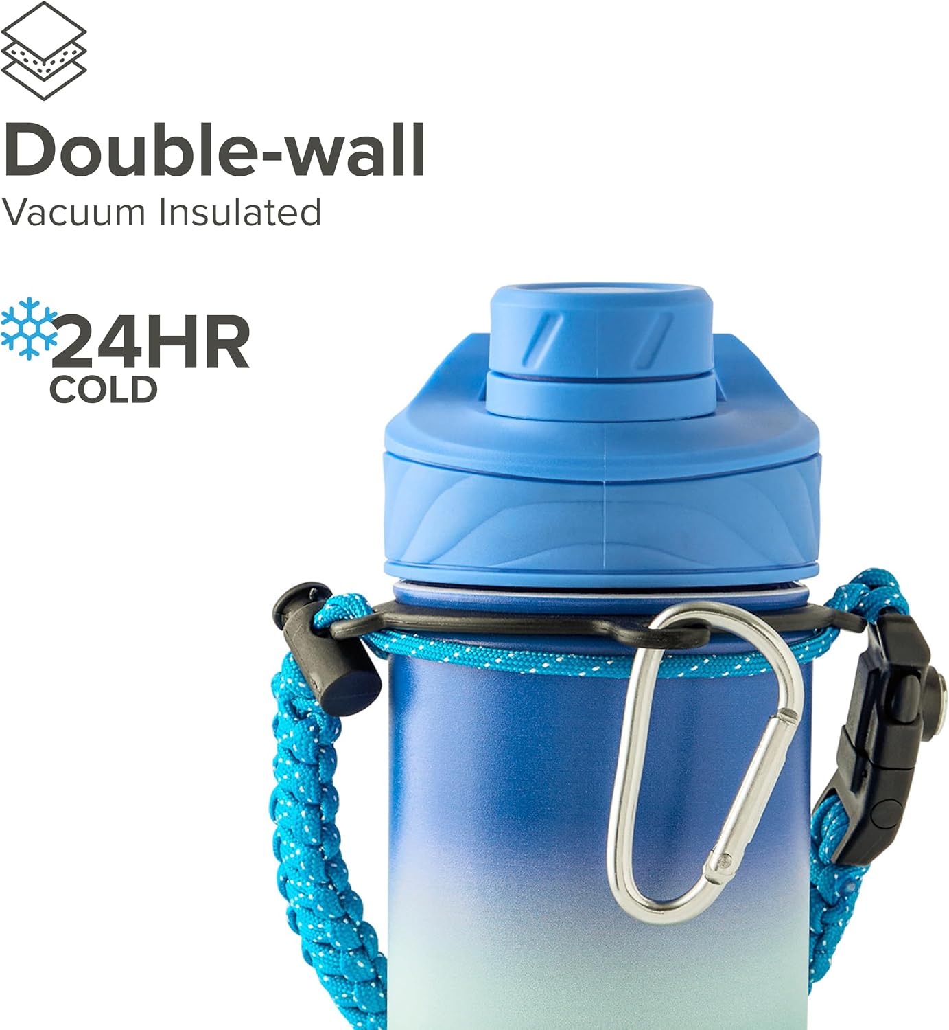 Zenith Chugger 40 oz Stainless Steel Bottle with Carabiner, Compass, Signal Whistle, and Fire Starter - Rain Powder Coat