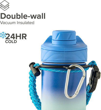 Zenith Chugger 40 oz Stainless Steel Bottle with Carabiner, Compass, Signal Whistle, and Fire Starter - Rain Powder Coat