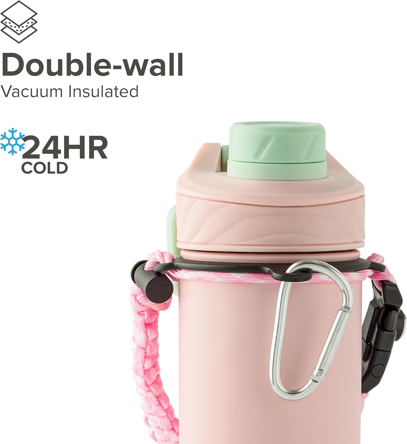Zenith Chugger 40 oz Stainless Steel Bottle with Carabiner, Compass, Signal Whistle, and Fire Starter - Rain Powder Coat