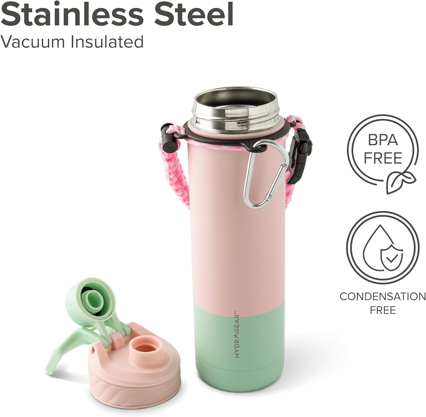 Zenith Chugger 40 oz Stainless Steel Bottle with Carabiner, Compass, Signal Whistle, and Fire Starter - Rain Powder Coat