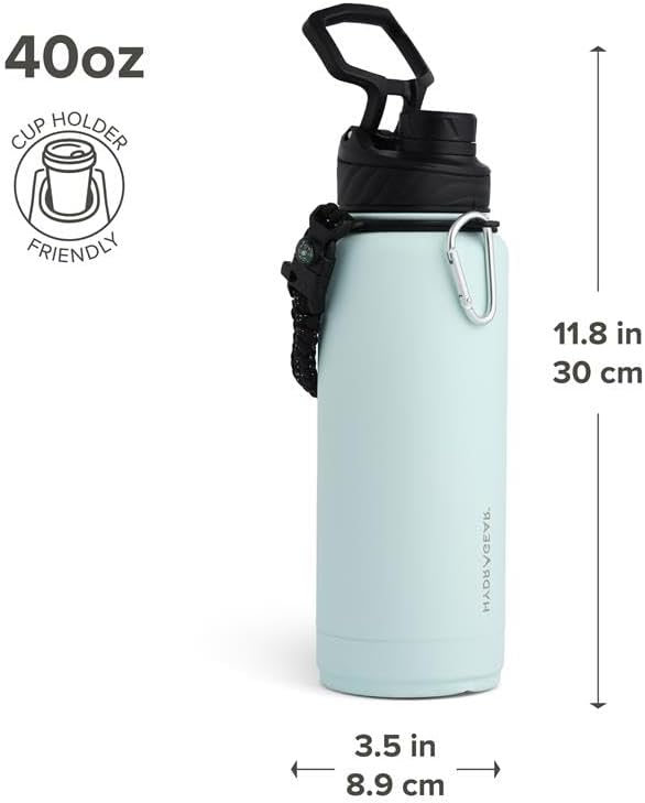 Zenith Chugger 40 oz Stainless Steel Bottle with Carabiner, Compass, Signal Whistle, and Fire Starter - Rain Powder Coat