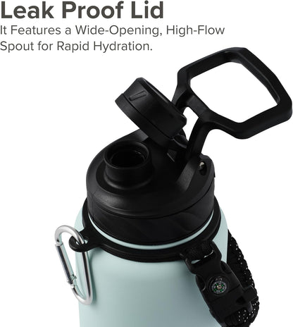 Zenith Chugger 40 oz Stainless Steel Bottle with Carabiner, Compass, Signal Whistle, and Fire Starter - Rain Powder Coat