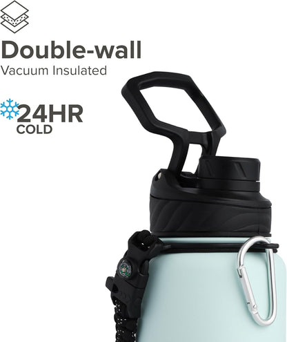 Zenith Chugger 40 oz Stainless Steel Bottle with Carabiner, Compass, Signal Whistle, and Fire Starter - Rain Powder Coat