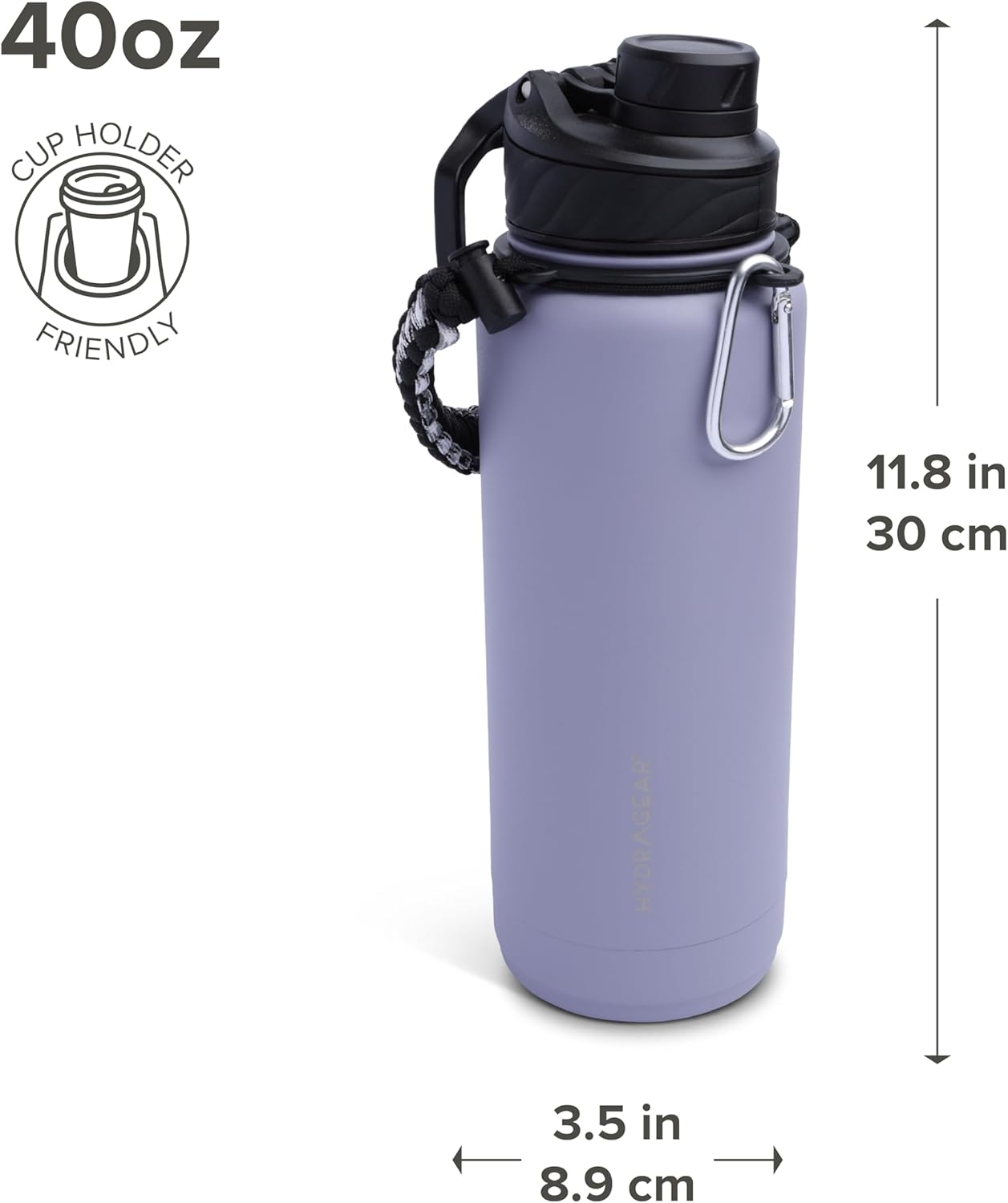 Zenith Chugger 40 oz Stainless Steel Bottle with Carabiner, Compass, Signal Whistle, and Fire Starter - Rain Powder Coat