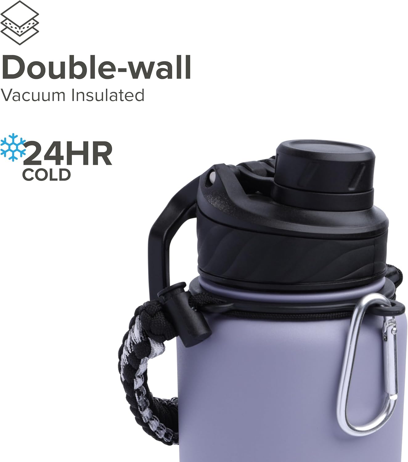 Zenith Chugger 40 oz Stainless Steel Bottle with Carabiner, Compass, Signal Whistle, and Fire Starter - Rain Powder Coat
