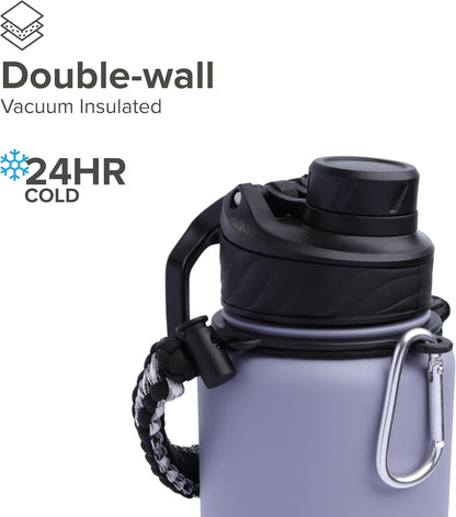 Zenith Chugger 40 oz Stainless Steel Bottle with Carabiner, Compass, Signal Whistle, and Fire Starter - Rain Powder Coat