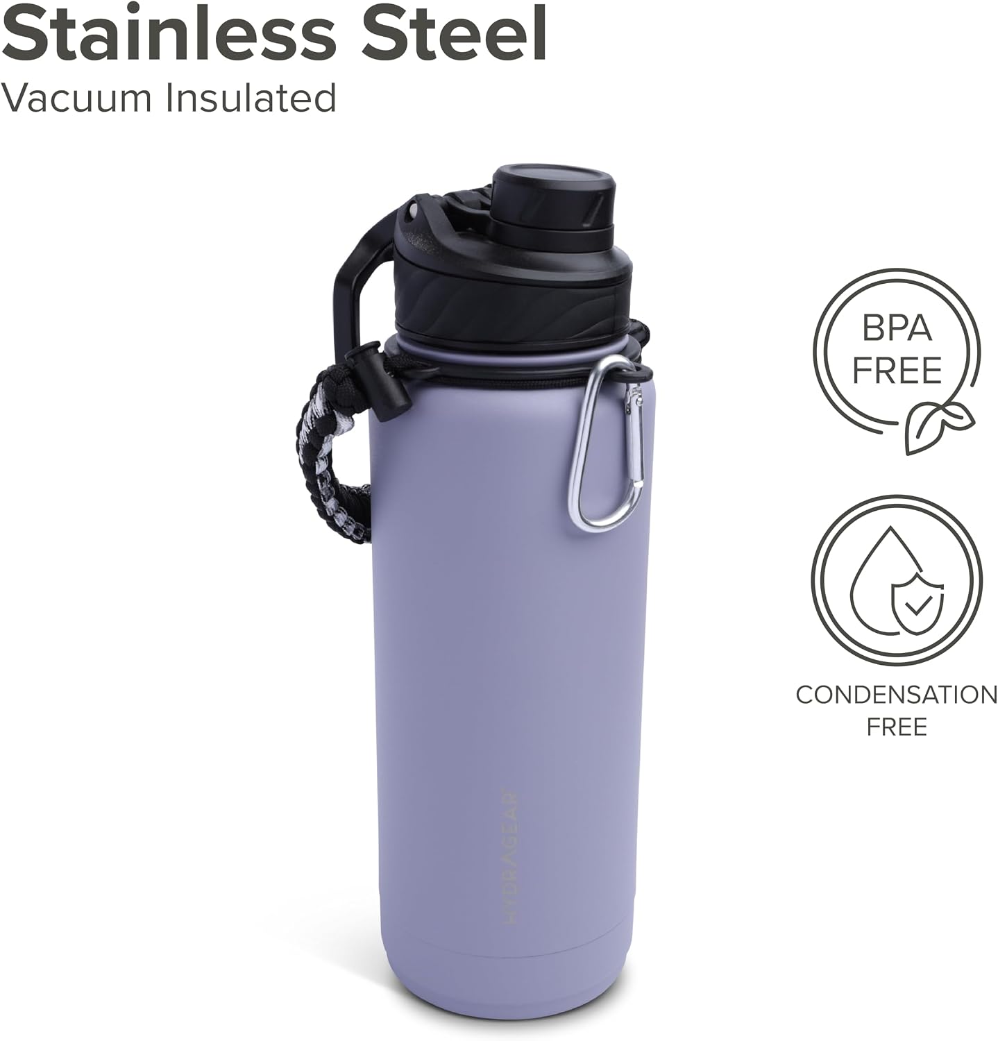 Zenith Chugger 40 oz Stainless Steel Bottle with Carabiner, Compass, Signal Whistle, and Fire Starter - Rain Powder Coat