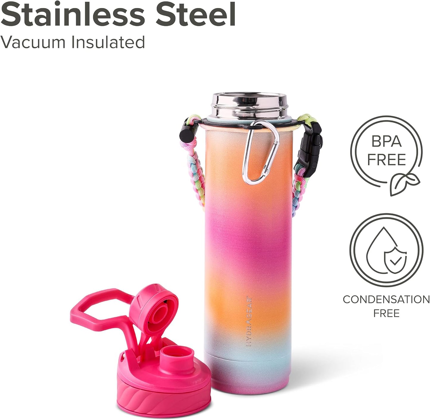 Zenith Chugger 40 oz Stainless Steel Bottle with Carabiner, Compass, Signal Whistle, and Fire Starter - Rain Powder Coat
