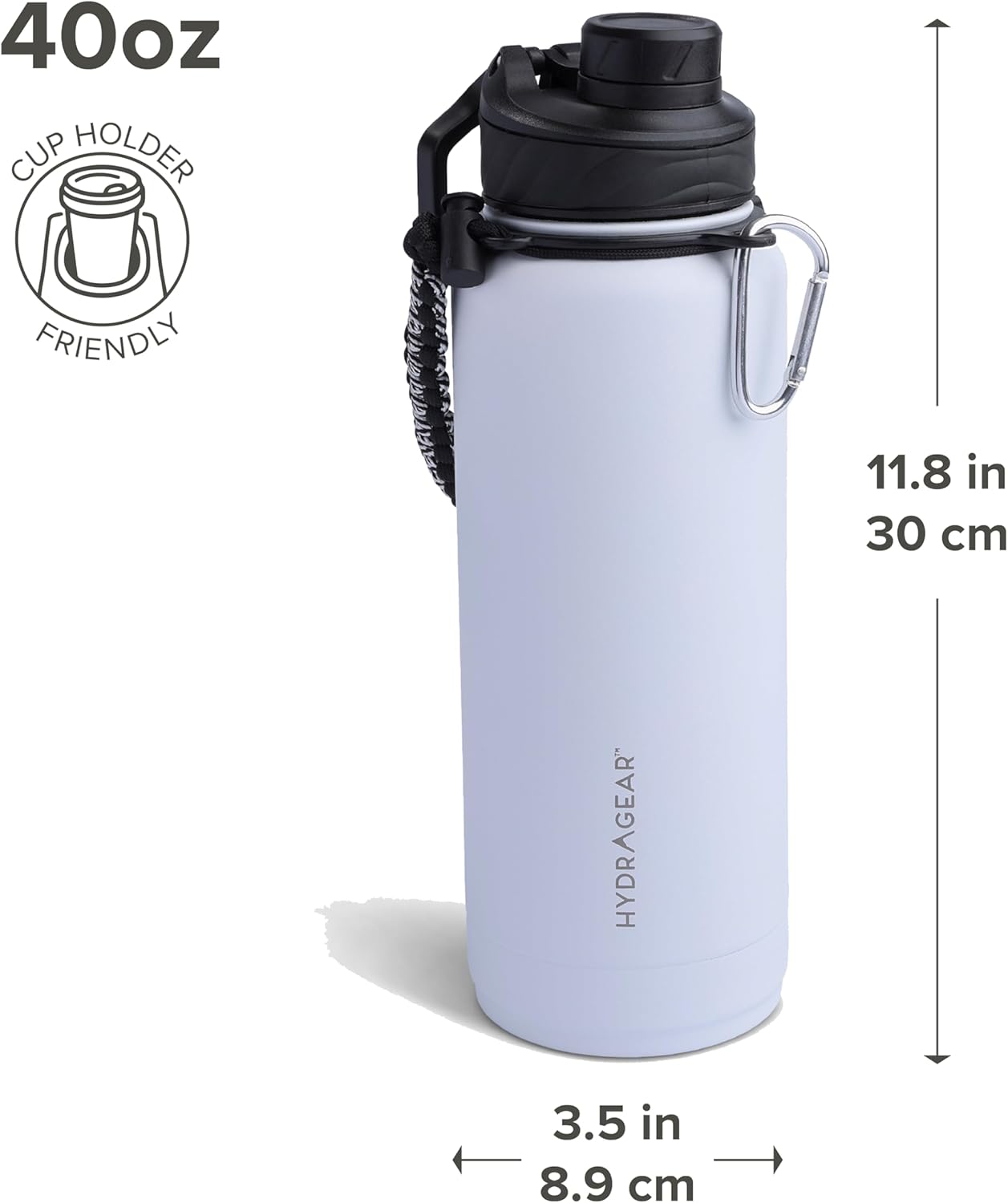 Zenith Chugger 40 oz Stainless Steel Bottle with Carabiner, Compass, Signal Whistle, and Fire Starter - Rain Powder Coat