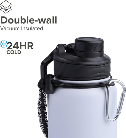 Zenith Chugger 40 oz Stainless Steel Bottle with Carabiner, Compass, Signal Whistle, and Fire Starter - Rain Powder Coat