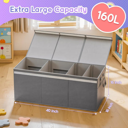 160L Extra Large Toy Box Storage with Lid, 40"x16"x16" Toy Chest