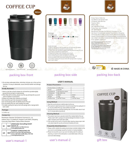17oz Travel Coffee Mug Insulated Coffee Cups to Go with Leakproof Lid Vacuum Stainless Steel Double Walled Thermal Car Coffee Tumbler for Hot Cold Ice Tea Drinks Reusable (Black, 17oz)