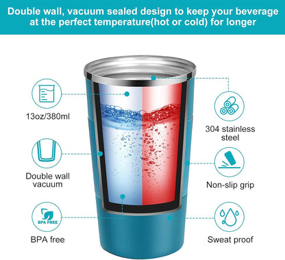 17oz Travel Coffee Mug Insulated Coffee Cups to Go with Leakproof Lid Vacuum Stainless Steel Double Walled Thermal Car Coffee Tumbler for Hot Cold Ice Tea Drinks Reusable (Black, 17oz)