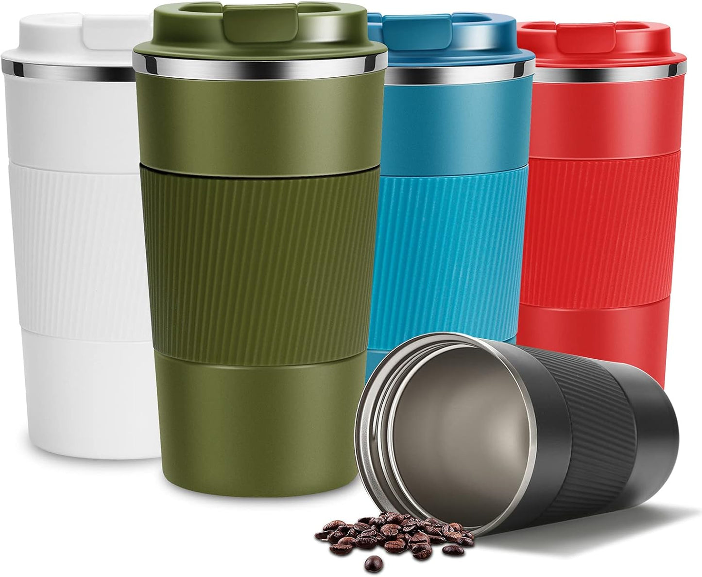 17oz Travel Coffee Mug Insulated Coffee Cups to Go with Leakproof Lid Vacuum Stainless Steel Double Walled Thermal Car Coffee Tumbler for Hot Cold Ice Tea Drinks Reusable (Black, 17oz)