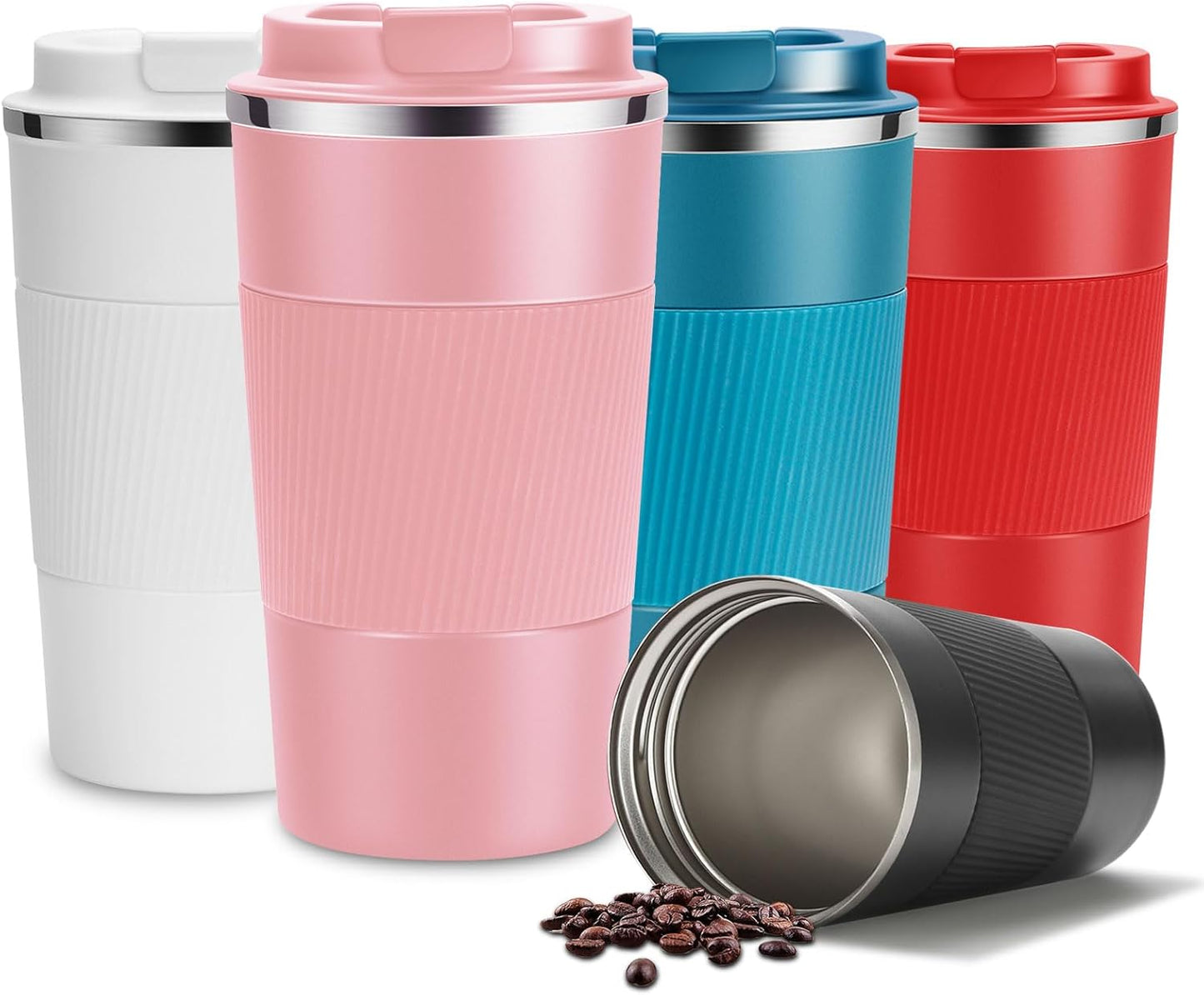 17oz Travel Coffee Mug Insulated Coffee Cups to Go with Leakproof Lid Vacuum Stainless Steel Double Walled Thermal Car Coffee Tumbler for Hot Cold Ice Tea Drinks Reusable (Black, 17oz)
