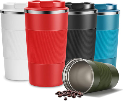17oz Travel Coffee Mug Insulated Coffee Cups to Go with Leakproof Lid Vacuum Stainless Steel Double Walled Thermal Car Coffee Tumbler for Hot Cold Ice Tea Drinks Reusable (Black, 17oz)