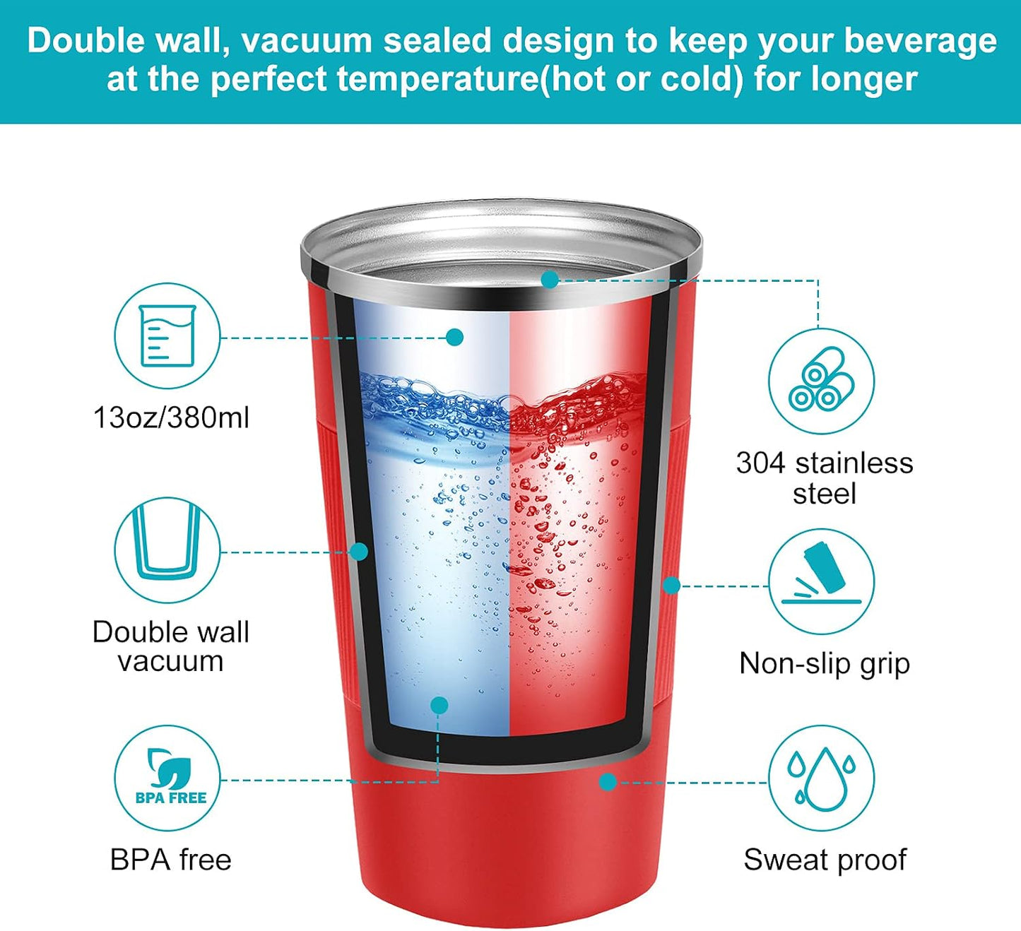 17oz Travel Coffee Mug Insulated Coffee Cups to Go with Leakproof Lid Vacuum Stainless Steel Double Walled Thermal Car Coffee Tumbler for Hot Cold Ice Tea Drinks Reusable (Black, 17oz)