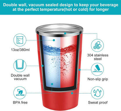 17oz Travel Coffee Mug Insulated Coffee Cups to Go with Leakproof Lid Vacuum Stainless Steel Double Walled Thermal Car Coffee Tumbler for Hot Cold Ice Tea Drinks Reusable (Black, 17oz)