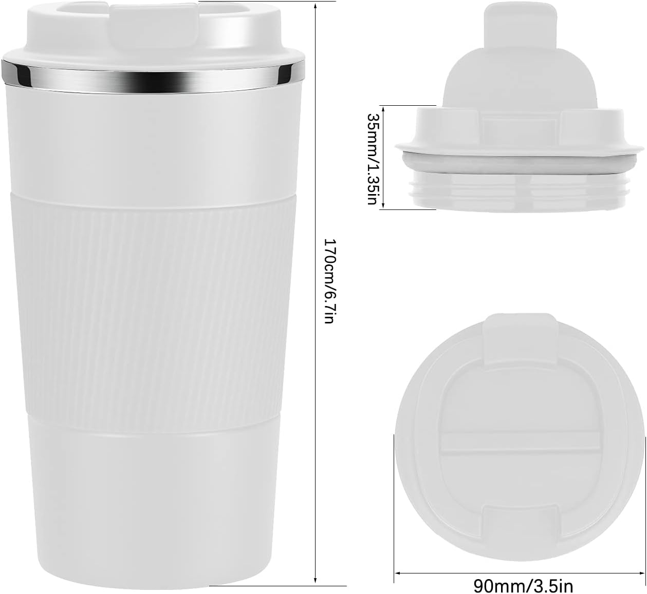 17oz Travel Coffee Mug Insulated Coffee Cups to Go with Leakproof Lid Vacuum Stainless Steel Double Walled Thermal Car Coffee Tumbler for Hot Cold Ice Tea Drinks Reusable (Black, 17oz)