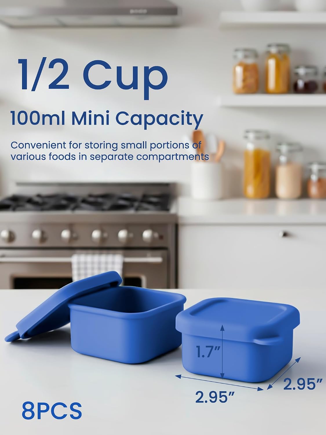 8 PCS 2 Cup Silicone Freezer Molds With Lid, 16oz, Blue