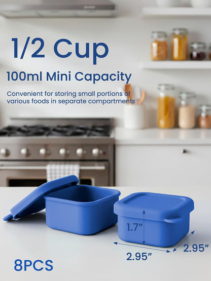 8 PCS 2 Cup Silicone Freezer Molds With Lid, 16oz, Blue