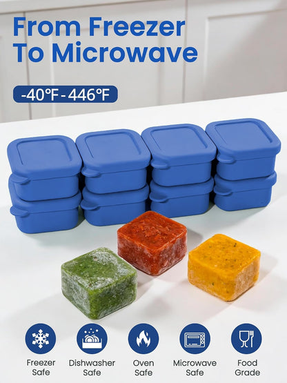 8 PCS 2 Cup Silicone Freezer Molds With Lid, 16oz, Blue
