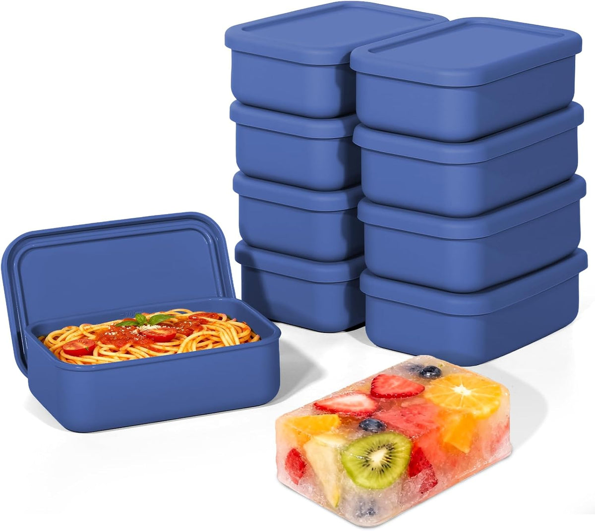 8 PCS 2 Cup Silicone Freezer Molds With Lid, 16oz, Blue