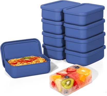 8 PCS 2 Cup Silicone Freezer Molds With Lid, 16oz, Blue