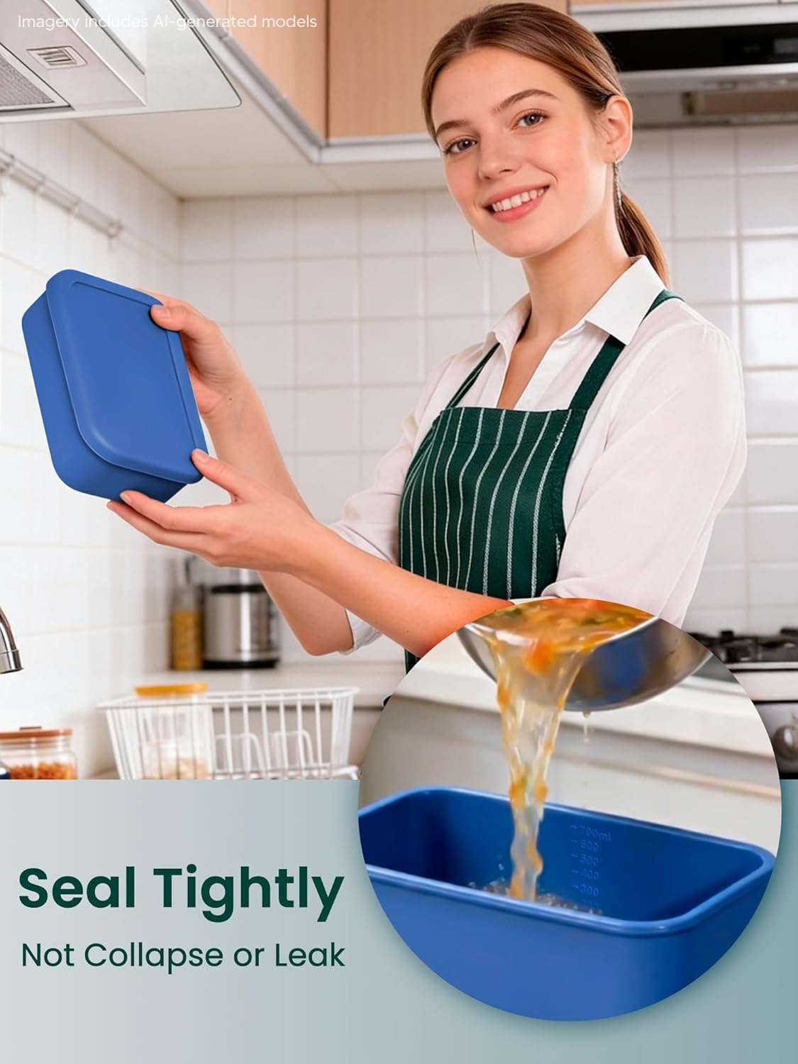 8 PCS 2 Cup Silicone Freezer Molds With Lid, 16oz, Blue