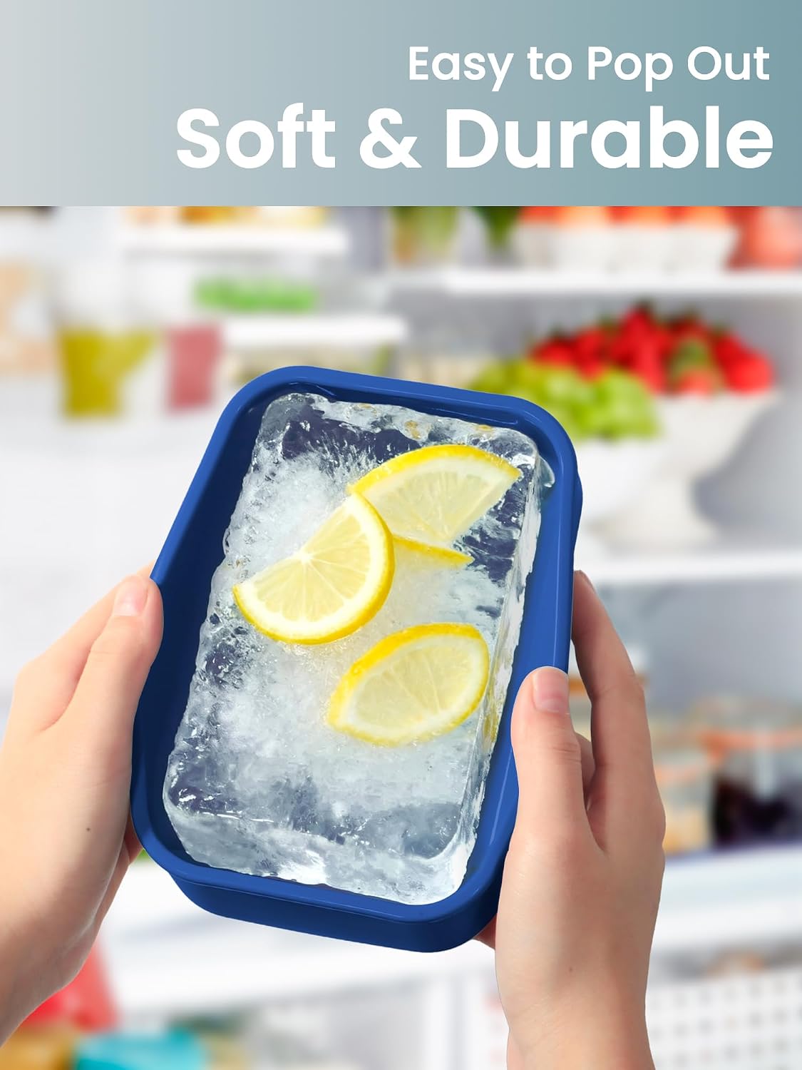 8 PCS 2 Cup Silicone Freezer Molds With Lid, 16oz, Blue