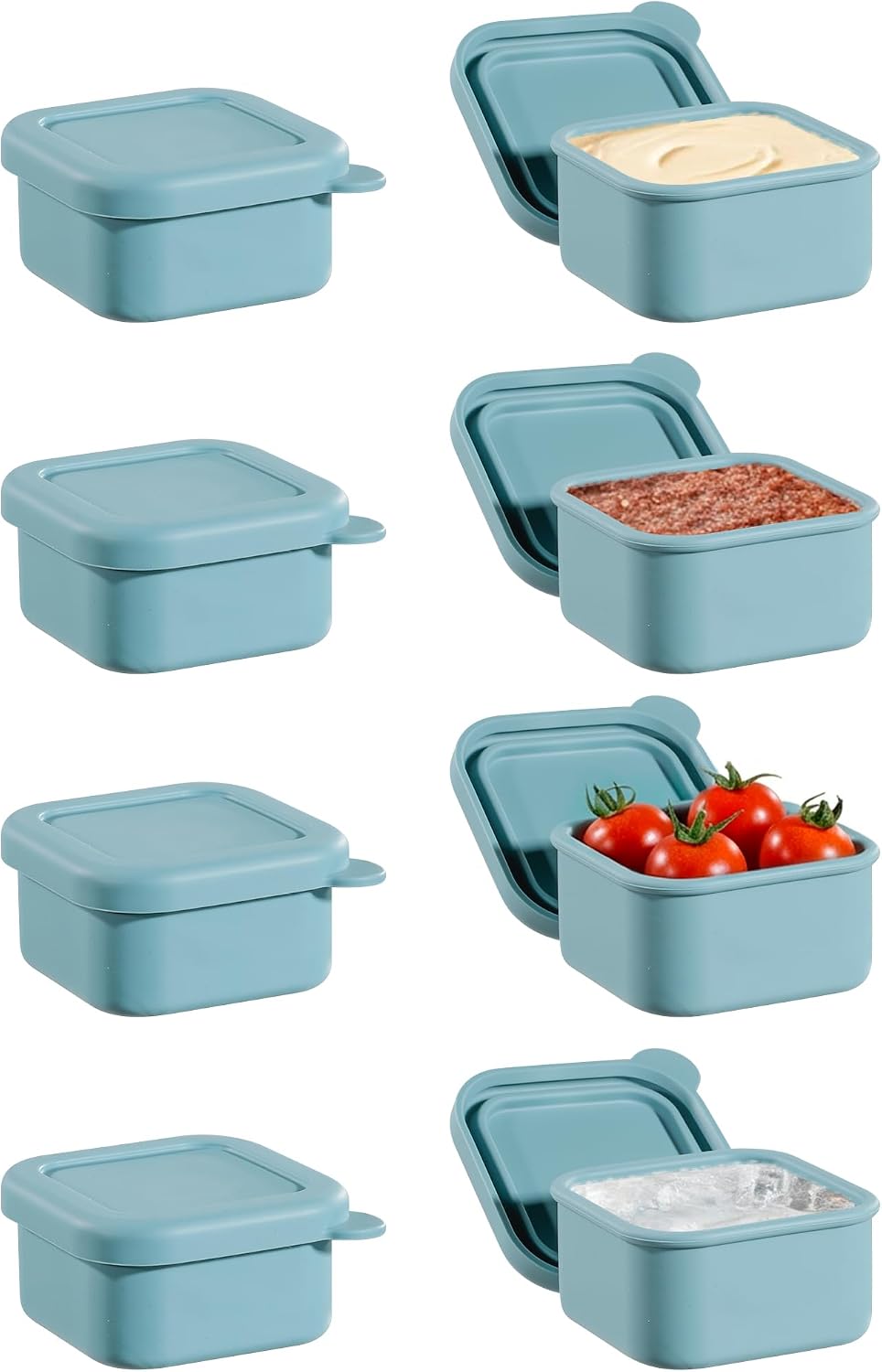 8 PCS 2 Cup Silicone Freezer Molds With Lid, 16oz, Blue