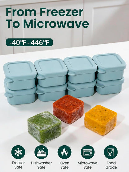 8 PCS 2 Cup Silicone Freezer Molds With Lid, 16oz, Blue