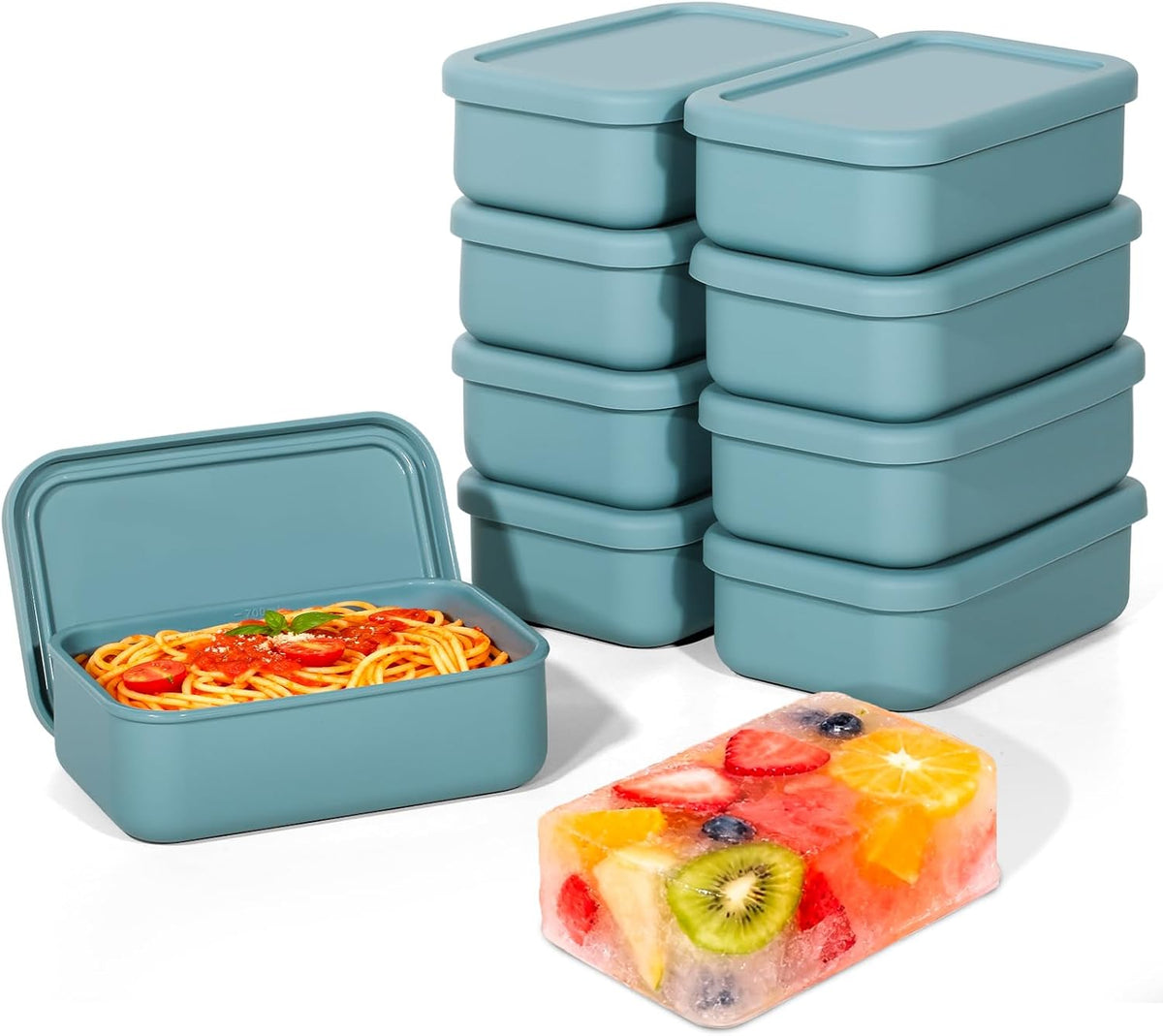 8 PCS 2 Cup Silicone Freezer Molds With Lid, 16oz, Blue