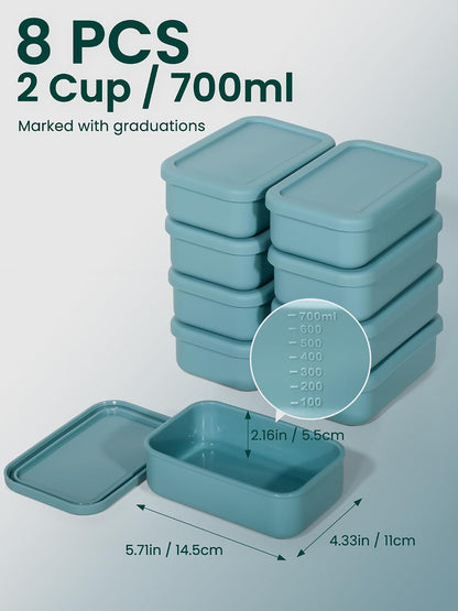8 PCS 2 Cup Silicone Freezer Molds With Lid, 16oz, Blue