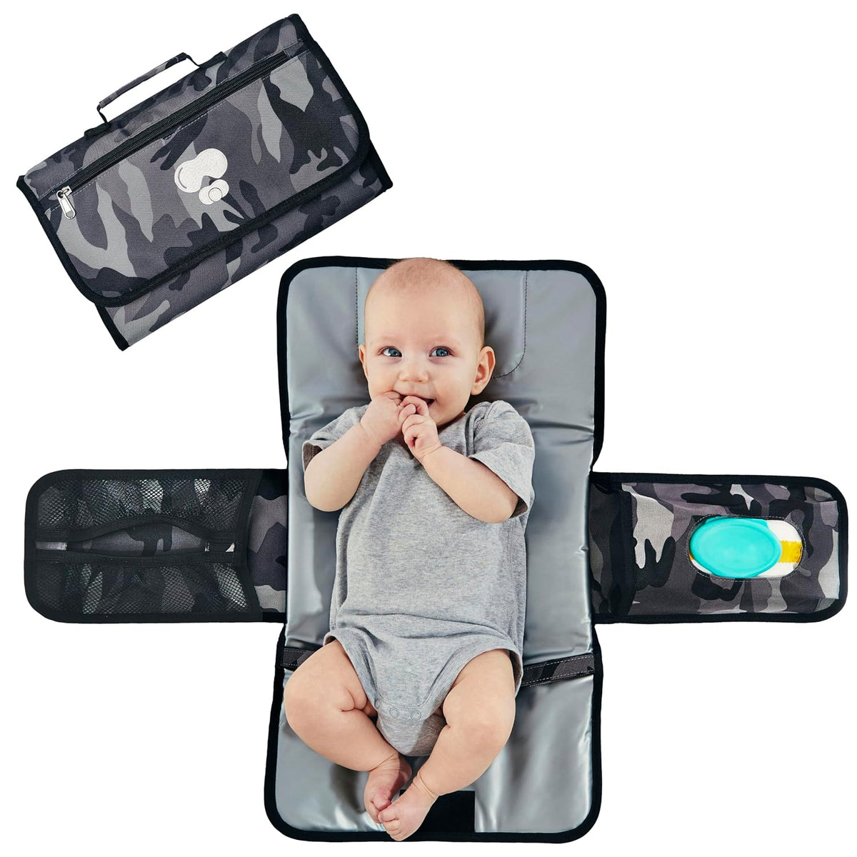 Black Grey Baby Camo Portable Diaper Changing Pad Waterproof Travel Mat