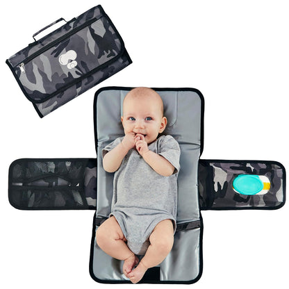 Black Grey Baby Camo Portable Diaper Changing Pad Waterproof Travel Mat