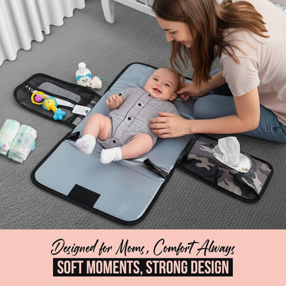 Black Grey Baby Camo Portable Diaper Changing Pad Waterproof Travel Mat