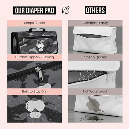 Black Grey Baby Camo Portable Diaper Changing Pad Waterproof Travel Mat