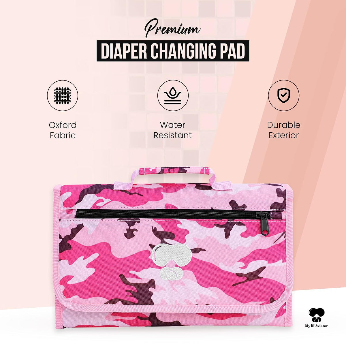 Black Grey Baby Camo Portable Diaper Changing Pad Waterproof Travel Mat