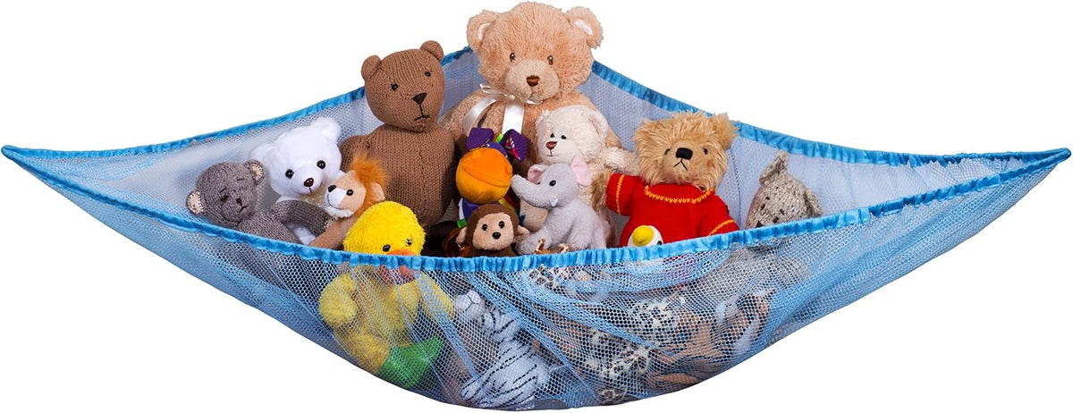 Stuffed Animal Organizer Hammock – Mesh Toy Storage Net for Kids’ Room, Nursery, or Playroom – Holds 30+ Plushies, Expands to 5.5 Feet, Easy Wall Mount, White