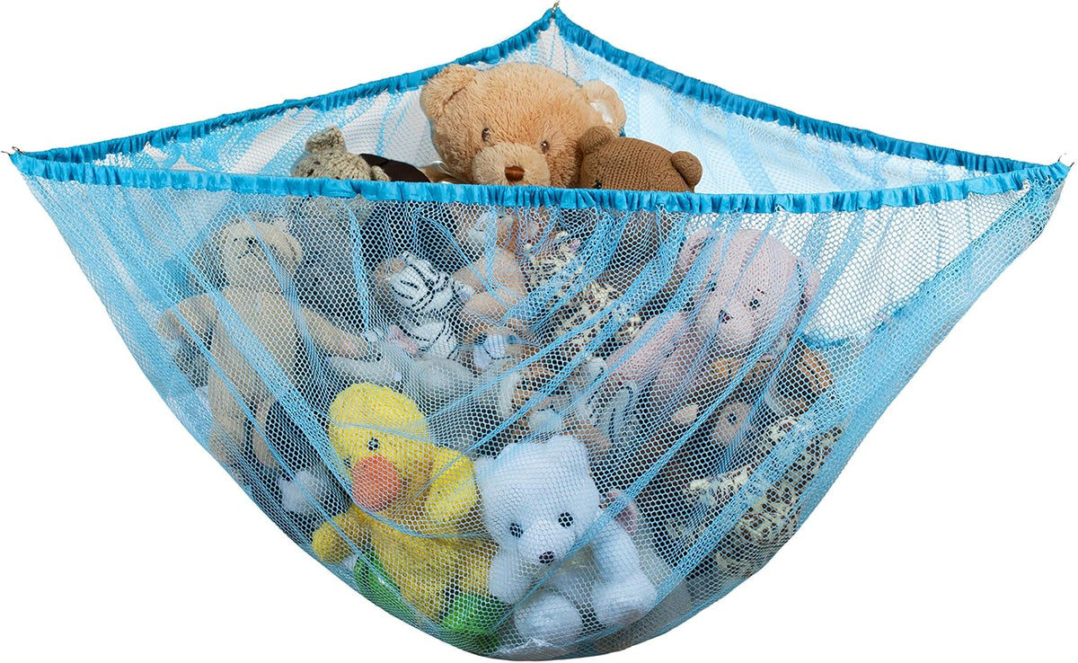 Stuffed Animal Organizer Hammock – Mesh Toy Storage Net for Kids’ Room, Nursery, or Playroom – Holds 30+ Plushies, Expands to 5.5 Feet, Easy Wall Mount, White