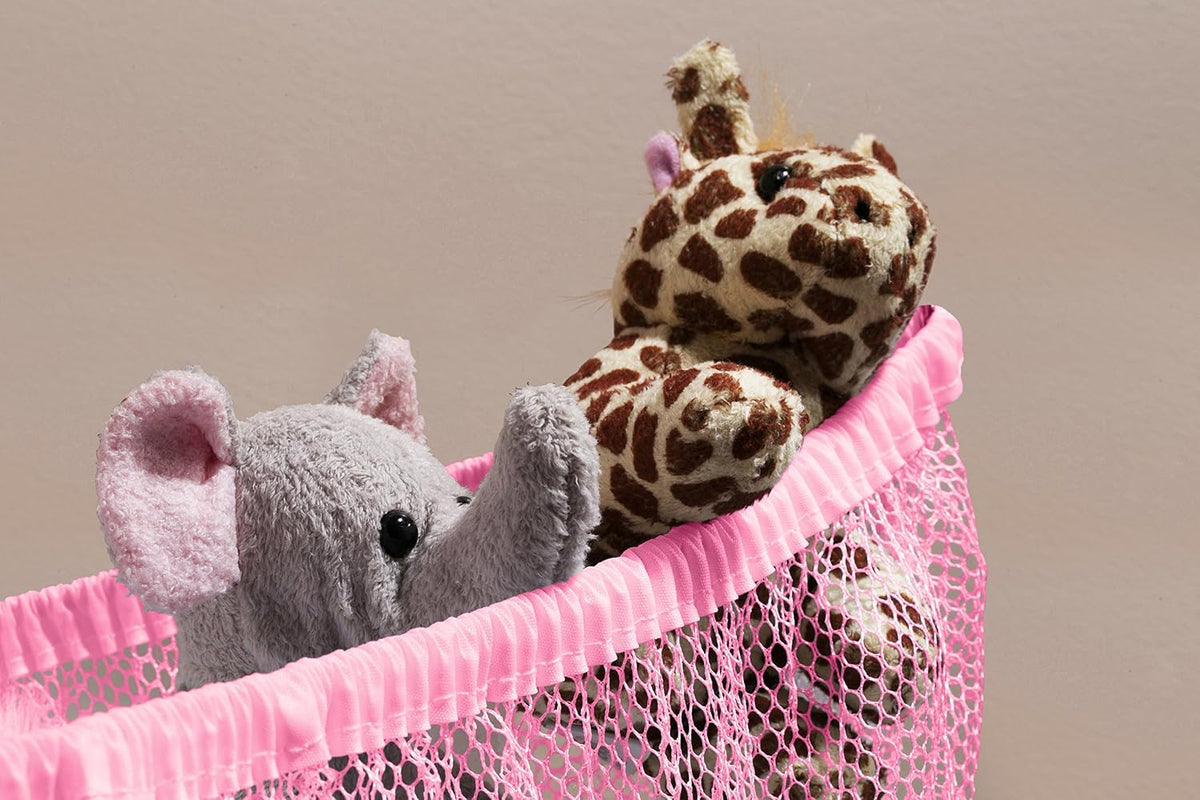 Stuffed Animal Organizer Hammock – Mesh Toy Storage Net for Kids’ Room, Nursery, or Playroom – Holds 30+ Plushies, Expands to 5.5 Feet, Easy Wall Mount, White