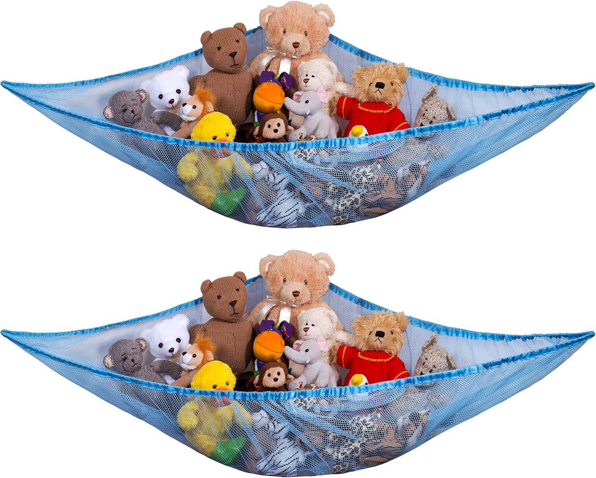 Stuffed Animal Organizer Hammock – Mesh Toy Storage Net for Kids’ Room, Nursery, or Playroom – Holds 30+ Plushies, Expands to 5.5 Feet, Easy Wall Mount, White