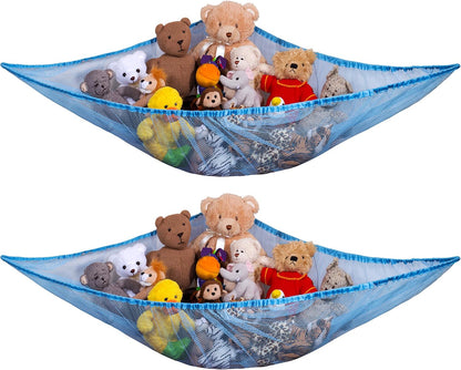 Stuffed Animal Organizer Hammock – Mesh Toy Storage Net for Kids’ Room, Nursery, or Playroom – Holds 30+ Plushies, Expands to 5.5 Feet, Easy Wall Mount, White