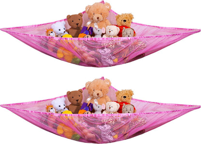 Stuffed Animal Organizer Hammock – Mesh Toy Storage Net for Kids’ Room, Nursery, or Playroom – Holds 30+ Plushies, Expands to 5.5 Feet, Easy Wall Mount, White